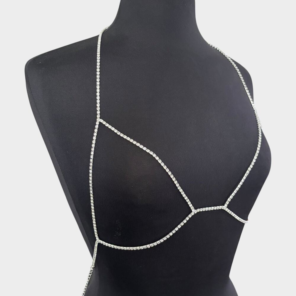 Silver Rhinestone Front Body Chain - Picture 4 of 5